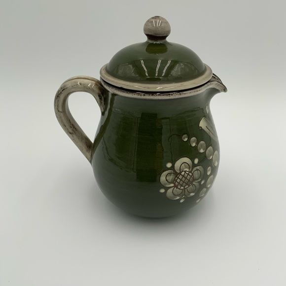 Vintage Signed Kohler Folk Art Pottery Pitcher, Floral - Picture 3 of 9